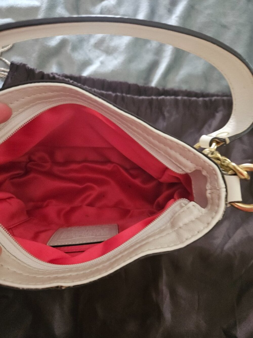 Authentic Coach Signature Optic Mini Shoulder Bag #41355 Ivory/Chalk Jacquard - Picture 5 of 6
